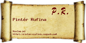 Pintér Rufina névjegykártya